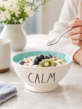 Rae Dunn Bowl Calm Ceramic Cereal Bowl Kitchen Home Decor